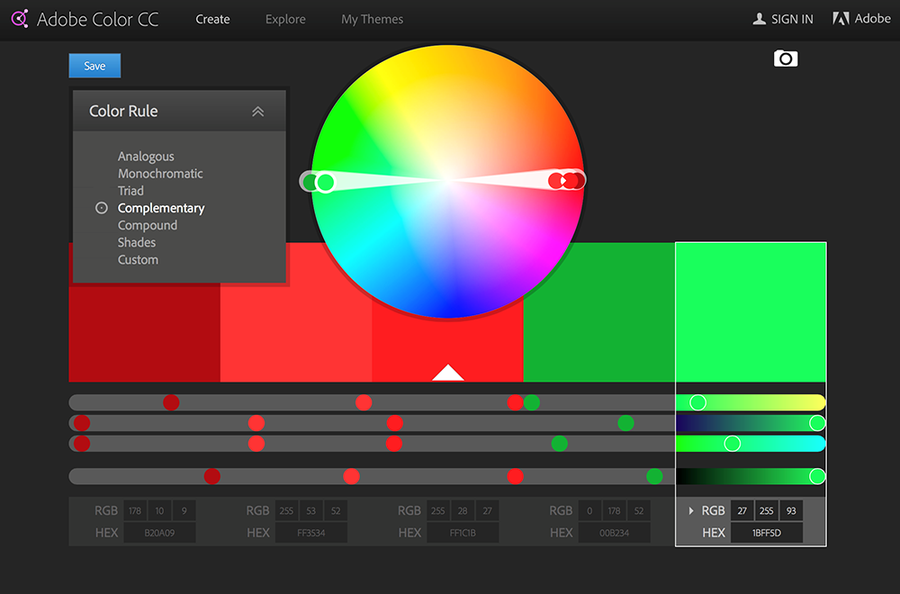 การกำหนดสีแบบ Complementary